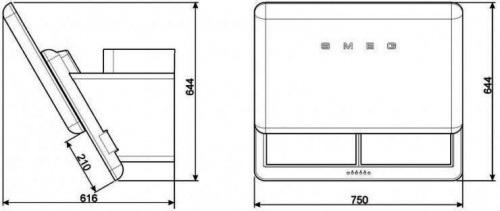 Каминная вытяжка Smeg KFAB75BL фото 4