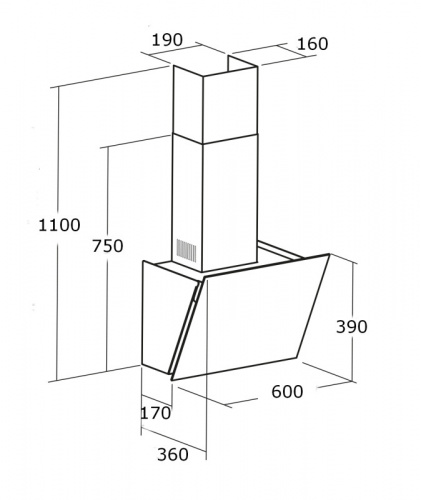 Каминная вытяжка Cata DIO 600GWH фото 3