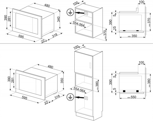 Встраиваемая микроволновая печь Smeg FMI120N2 фото 3