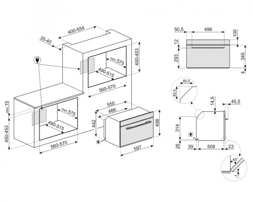 Встраиваемая микроволновая печь Smeg SF4101MS1 фото 3