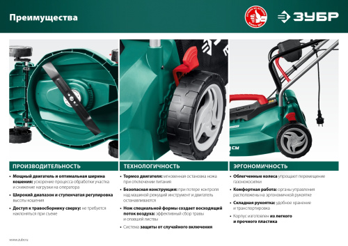 Газонокосилка сетевая Зубр ГС-33-1310 фото 18