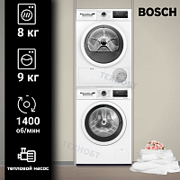 Комплект стиральной и сушильной машины Bosch WGA24400ME + WTH85V1GPL