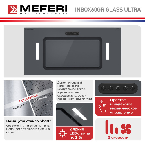 Встраиваемая вытяжка Meferi INBOX60GR GLASS ULTRA фото 14