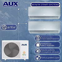 Мульти сплит-система на 2 комнаты AUX AM2-H14/4DR2 + AMWM-H09/4R2(CD)
