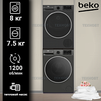 Узкий комплект стиральная и сушильная машина BEKO Compact Steam A